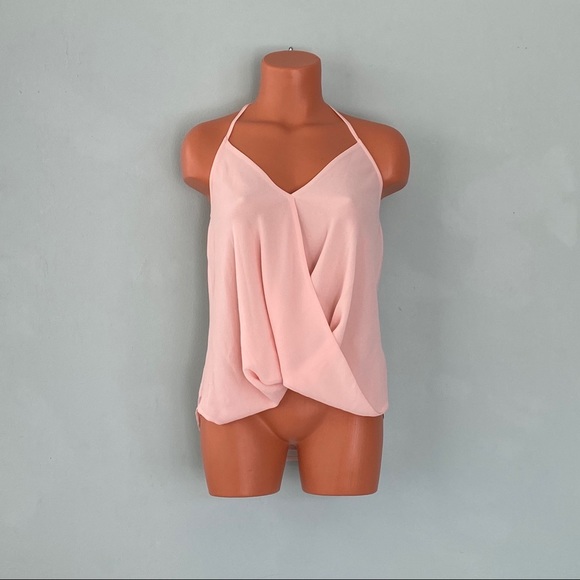 Naked Zebra Tops - NWT Naked Zebra Surplice Halter Top - Pink - S